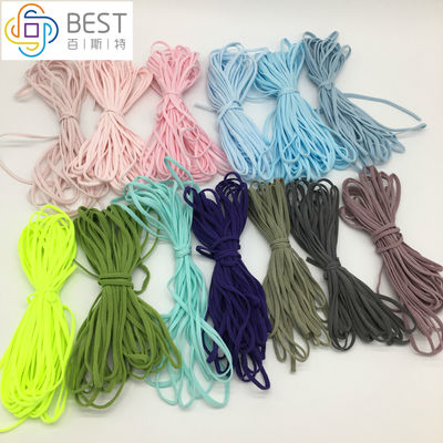 Banda colorida 3.5m m del gancho de la máscara disponible elástico plana suave del cordón del estiramiento 5m m