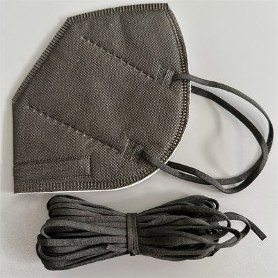 El oído elástico elástico coloca el cordón plano de Spandex del poliéster negro de 4m m para la mascarilla 3D