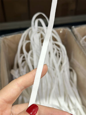 lazo plano del oído de Spandex del poliéster de 6.5m m para la mascarilla N95 blanca