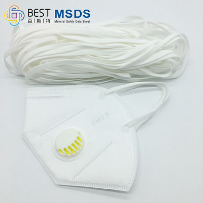 Materias primas blancas elásticos planas redondas de la banda 3.5M M del lazo del oído de la mascarilla