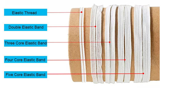cordón plano 5rib del estiramiento de la cinta elástico del cordón del gancho de 7m m para la máscara de la taza